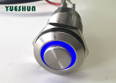 ক্ষণস্থায়ী 12mm পুশ বোতাম সুইচ LED আলোকিত 12V 24V লাল নীল রঙ